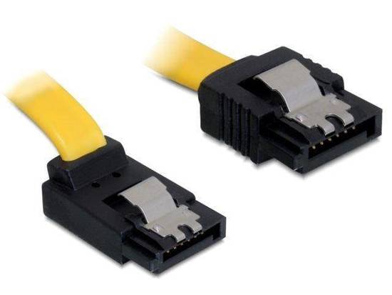 Kabel Delock SATA DATA 0,2m z zatrzaskami metalowymi (krótkie wtyczki) kątowy