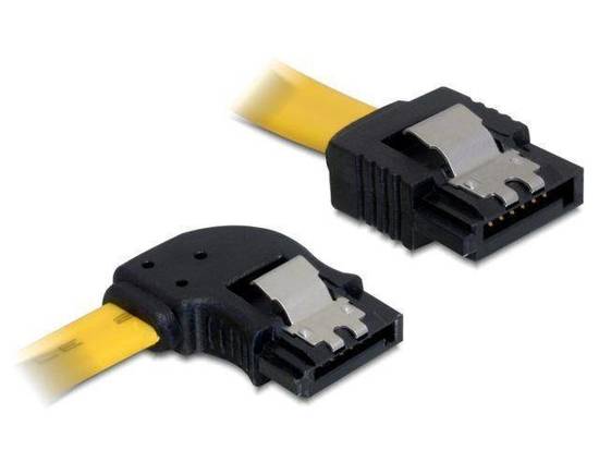 Kabel Delock SATA DATA 0,3m z zatrzaskami metalowymi (krótkie wtyczki) kątowy