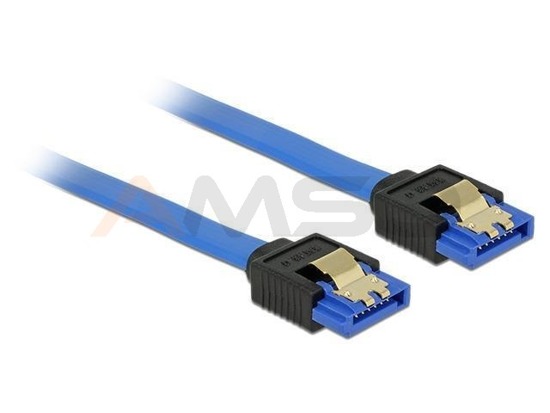 Kabel Delock SATA DATA III z zatrzaskami metalowymi niebieski 0,30m
