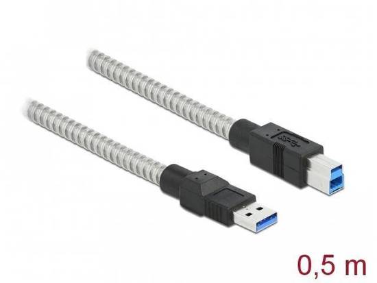 Kabel Delock USB-A - USB-B M/M 3.0 0,5m metalowy