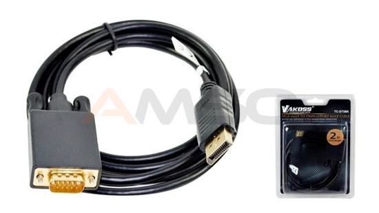 Kabel DisplayPort VAKOSS M -> VGA M 2m  TC-D758K czarny