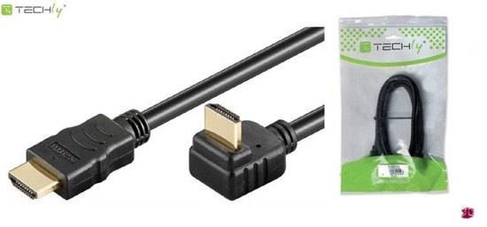 Kabel HDMI Techly HDMI/HDMI V1.4 M/M Ethernet, Kątowy, 5m, czarny