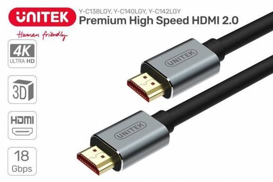 Kabel HDMI Unitek Y-C138LGY PREMIUM HDMI 2.0 2m