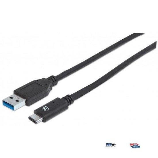 Kabel Manhattan USB 3.1 GEN2 MIC-C/A M/M 1m, czarny