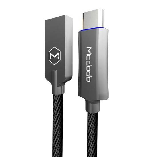 Kabel Mcdodo KNIGHT CA-2885 (USB - USB typu C ; 1,5m; kolor ciemnoszary, kolor czarny)