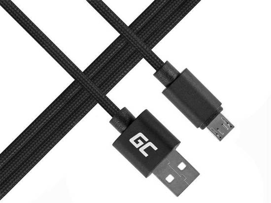 Kabel Przewód Green Cell Micro USB - USB Nylonowy 100cm z obsługą szybkiego ładowania