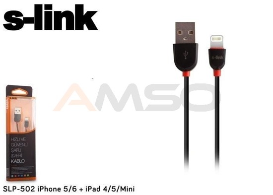 Kabel S-link SLP-502 USB - Lightning 1,0m 1A Black iPhone/iPad