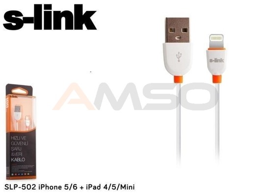 Kabel S-link SLP-502 USB - Lightning 1,0m 1A White iPhone/iPad