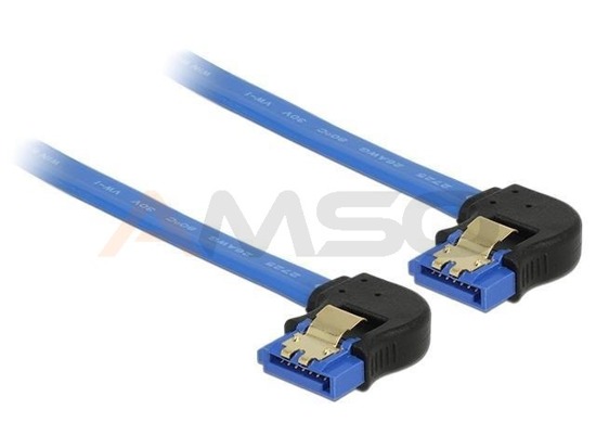 Kabel SATA Delock SATA-III DATA 0,10m z zatrzaskami metalowymi niebieski kątowy dół/dół