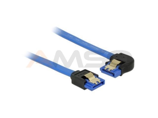 Kabel SATA Delock SATA-III DATA 0,10m z zatrzaskami metalowymi niebieski kątowy lewo/prosto