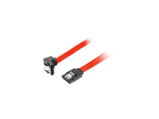 Kabel SATA Lanberg DATA II (3Gb/s) F/F 0,3m kątowy metalowe zatrzaski czerwony