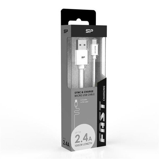 Kabel Silicon Power Boost Link PVC LK10AB, USB - micro USB 1m, white