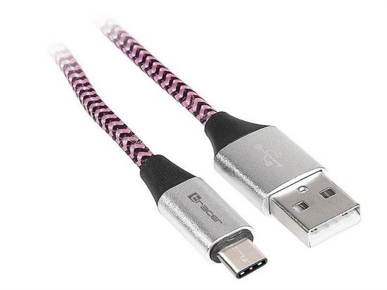 Kabel Tracer USB 2.0 Type-C A Male - C Male 1m czarno-fioletowy