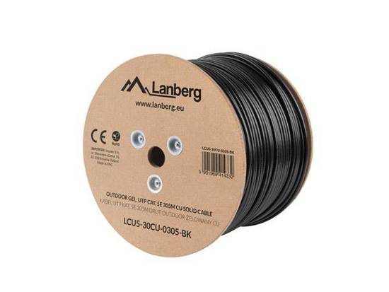 Kabel U/UTP Lanberg LCU5-30CU-0305-BK (UTP; 305m; kat. 5e; kolor czarny)