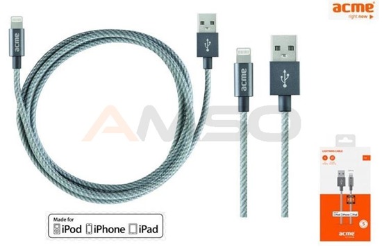 Kabel USB 2.0 Acme CB06 A/M - Lightning MFi/M, 1m, srebrny