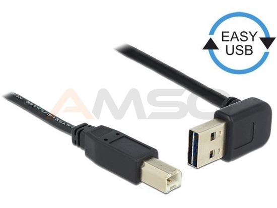 Kabel USB 2.0 Delock A(M) - B(M) 0,5m czarny kątowy góra/dół Easy-USB