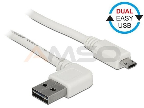 Kabel USB 2.0 Delock A(M) - micro B(M) 1m biały kątowy lewo/prawo Easy-USB