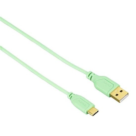 Kabel USB 2.0 Hama USB-C - USB A FLEXI-SLIM 0,75 m zielony