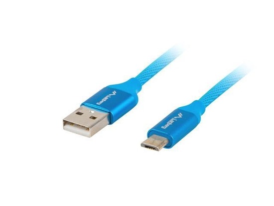 Kabel USB 2.0 Lanberg Premium micro BM-AM 1,0m QC 3.0 niebieski