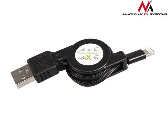 Kabel USB 2.0 Maclean MCTV-731 USB A (M) - Lightning (M) czarny, 0,75m