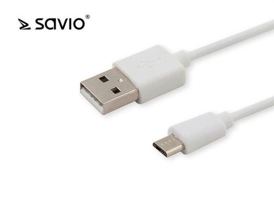 Kabel USB 2.0 Savio CL-123 USB A (M) - micro USB B (M) 2,1A, 1m, biały