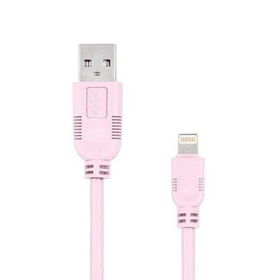 Kabel USB 2.0 eXc WHIPPY USB A(M) - Lightning 8-pin(M), 2m, jasny różowy