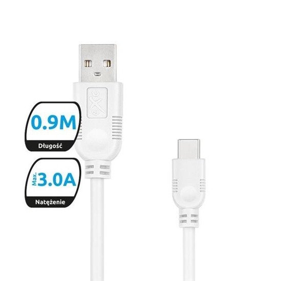 Kabel USB 2.0 eXc WHIPPY USB A(M) - USB 3.1 TYPU C(M) 5-pin, 0,9m, biały