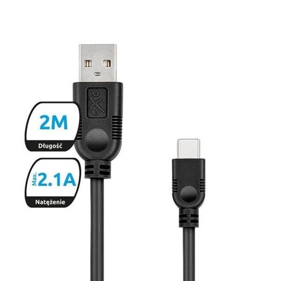 Kabel USB 2.0 eXc WHIPPY USB A(M) - USB 3.1 TYPU C(M) 5-pin, 2m, czarny