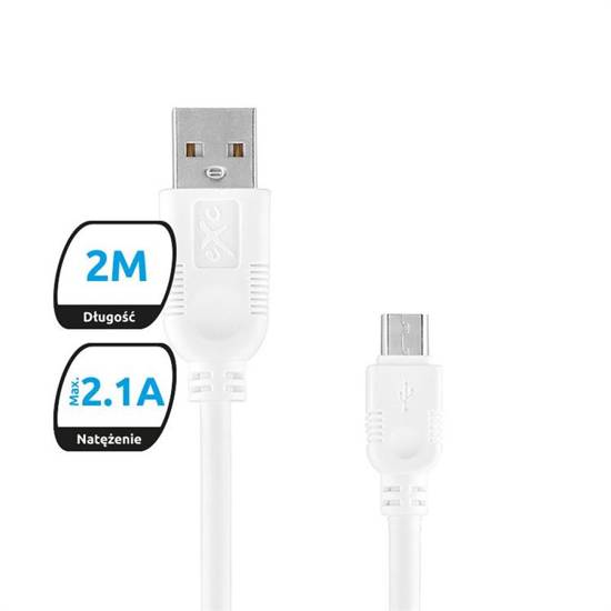 Kabel USB 2.0 eXc WHIPPY USB A(M) - micro USB B(M) 5-pin, 0,9m, biały