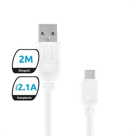 Kabel USB 2.0 eXc WHIPPY USB A(M) - micro USB B(M) 5-pin, 2m, biały
