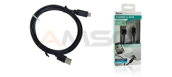 Kabel USB 3.0 VAKOSS TC-U678K A-USB-C M/M 1,8m, czarny