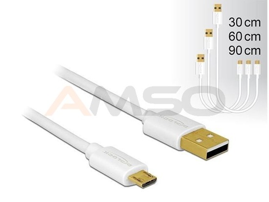 Kabel USB Delock micro AM-MBM5P USB 2.0 0,3m 0,6m 0,9m zestaw biały