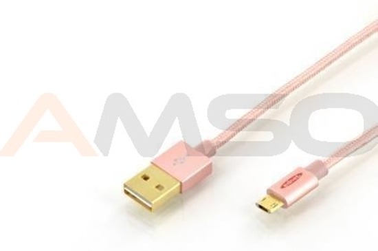 Kabel USB Ednet 2.0, typ A - B micro, 1,0m, różowy, dwustronny