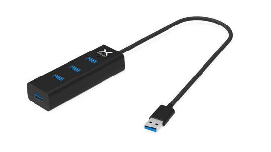 Kabel USB Hub Krux 4xUSB-A czarny 0,3m