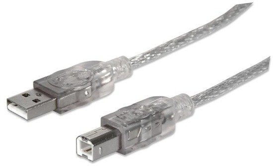 Kabel USB Manhattan USB 2.0 A-B M/M, 1,8m, srebrny