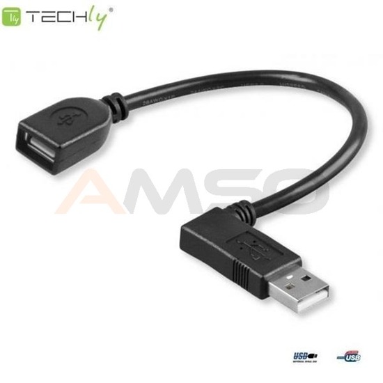 Kabel USB Techly ICOC U2-AA-ANL USB 2.0 A-A M/F kątowy, 0,15m