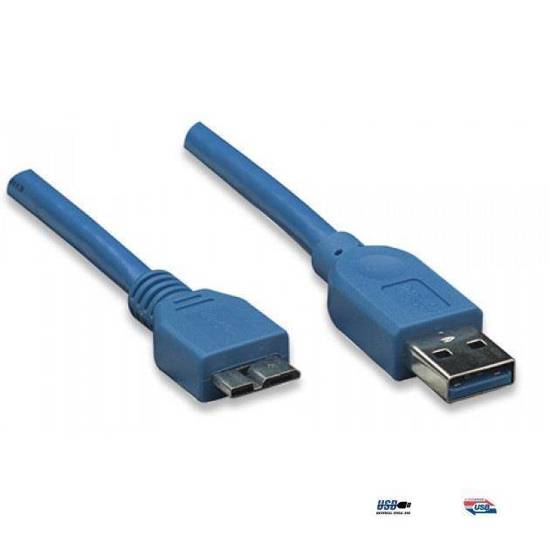 Kabel USB Techly USB 3.0 Super Speed, A-męski, Micro B-męski, 1m, niebieski ICOC
