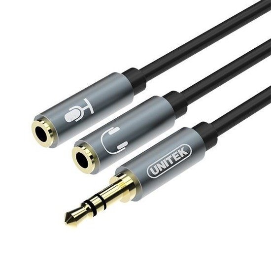 Kabel Unitek Y-C9008AGY miniJack 3,5mm (M) - 2x 3,5mm (F)