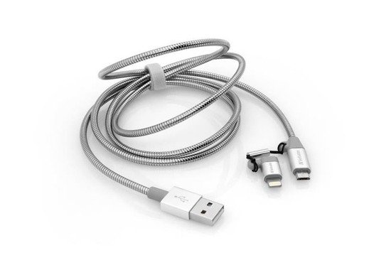 Kabel Verbatim USB-A - Lightning + micro USB-B M/M combo 1m srebrny