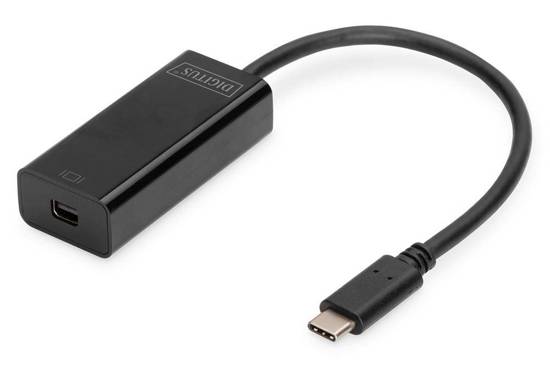 Kabel adapter DIGITUS miniDisplayPort 4K 60Hz na USB Typ C, czarny, 0,15m
