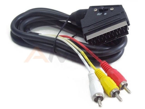 Kabel adapter Gembird CCV-519-001 SCART - 3x RCA 1,8m czarny dwukierunkowy