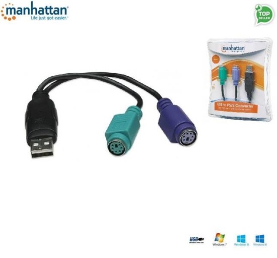 Kabel adapter Manhattan Y-PS2/USB USB/2xPS2 mini LX 0,15m IDATA