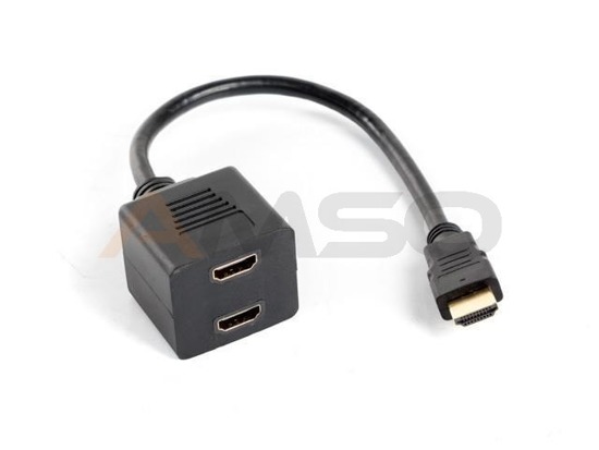 Kabel adapter/splitter Lanberg AD-0019-BK HDMI-A (M) -> 2x HDMI-A (F) 0,2m czarny