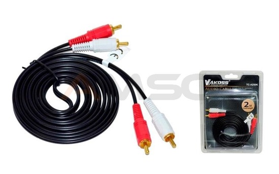 Kabel audio (CINCH) VAKOSS 2x RCA M-> 2x RCA M 2m TC-A250K czarny
