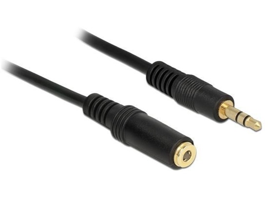 Kabel audio Delock minijack - minijack M/F 3 Pin 1m czarny