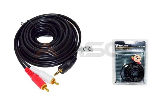 Kabel audio VAKOSS minijack 3,5mm -> 2x RCA M (CINCH) 5m TC-A749K czarny