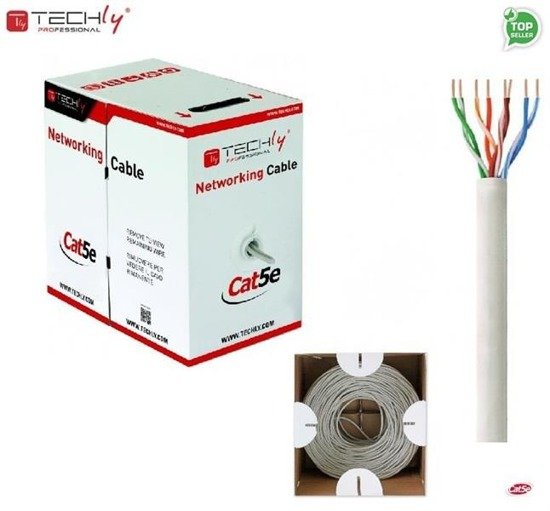 Kabel instalacyjny TechlyPro ITP7-UTP-IC-CCA skrętka Cat5e UTP 4x2 drut CCA 305m, szary