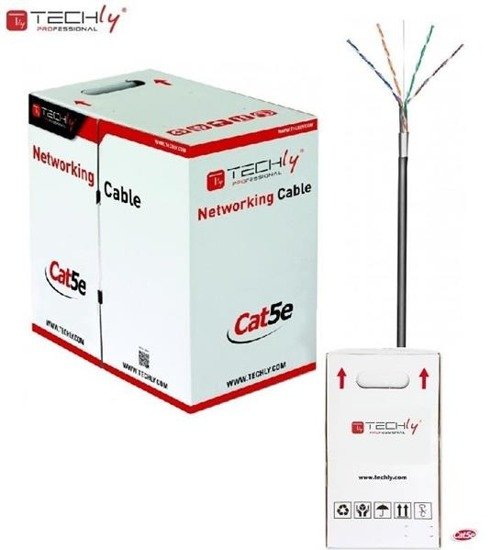 Kabel instalacyjny TechlyPro skrętka Cat5e F/UTP drut CCA zewnętrzna 305m, czarna ITP8-RIS-0305LO