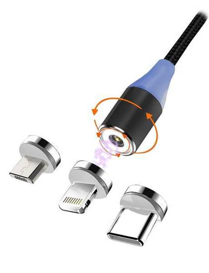 Kabel magnetyczny Msonic MLU657 3A 3w1 Mircro USB/USB C/Lightning transfer i ładowanie
