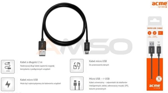 Kabel micro USB 2m ACME CB01-2 Standard